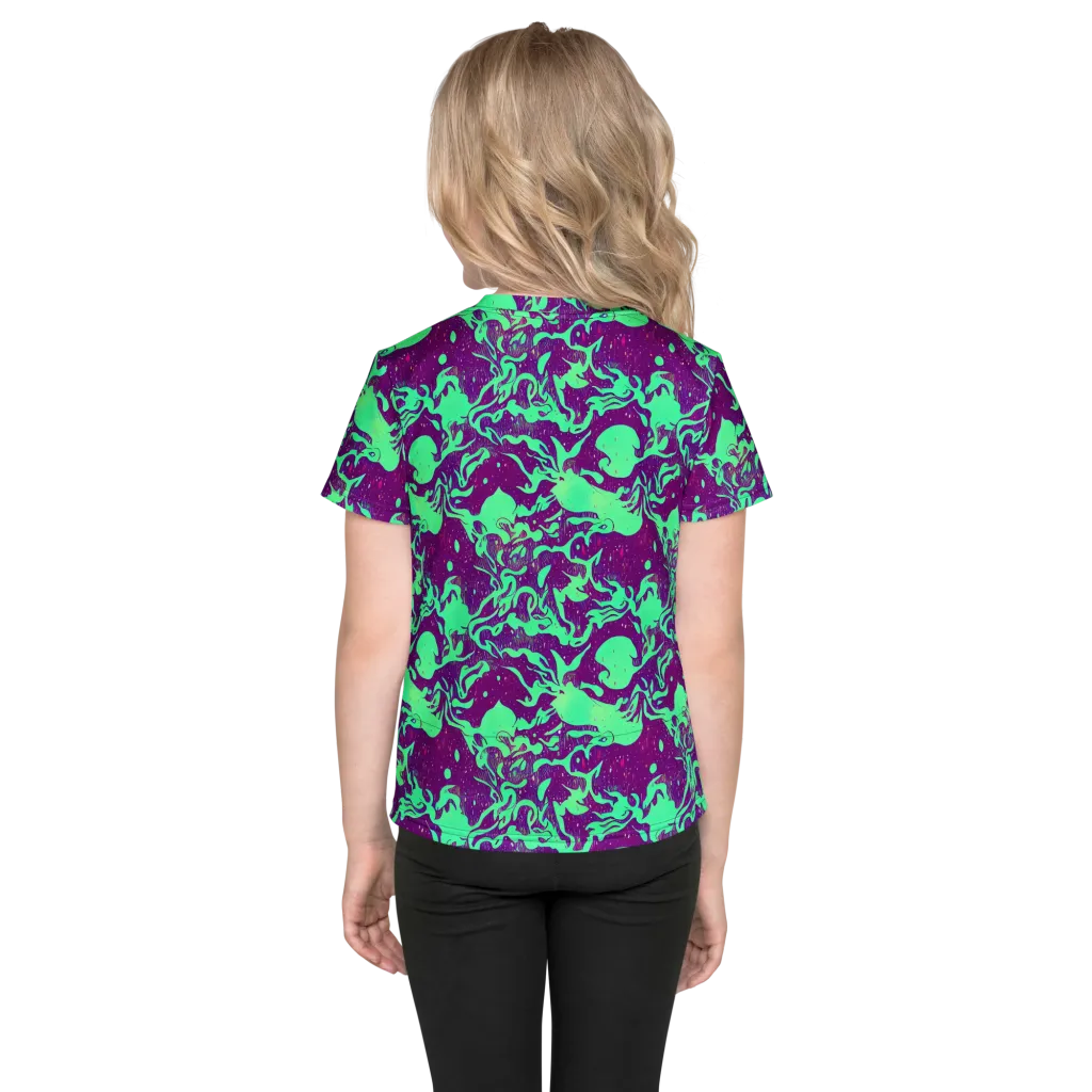 Alien Ripples on Kids Crew Neck T-Shirt — Back