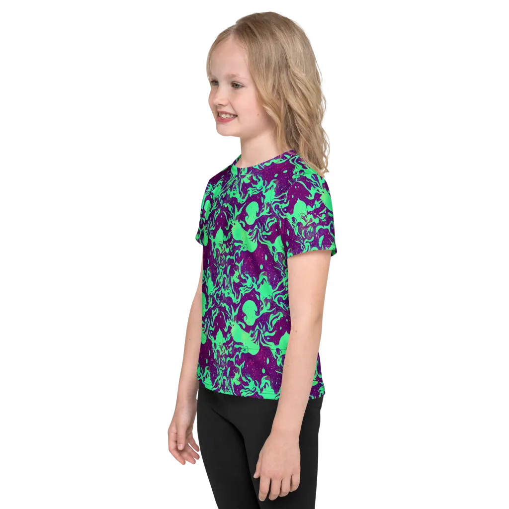Alien Ripples on Kids Crew Neck T-Shirt — Left