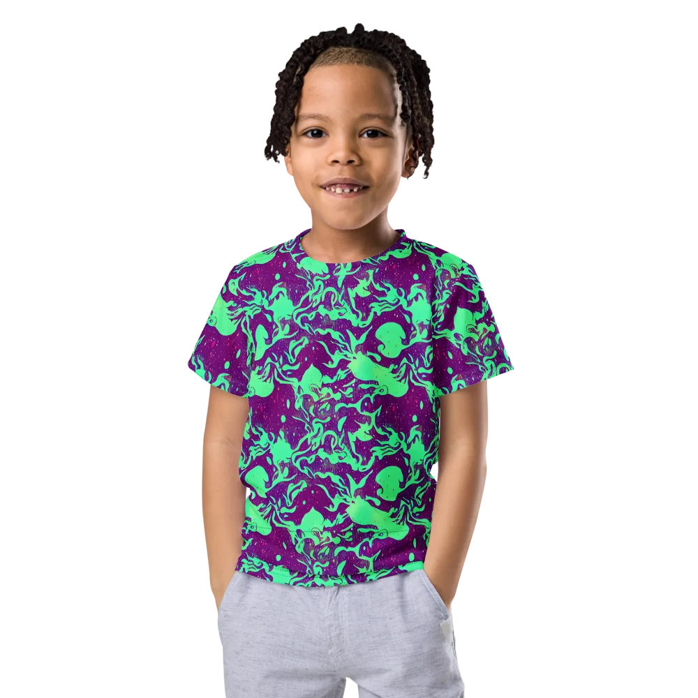 Alien Ripples on Kids Crew Neck T-Shirt — Front