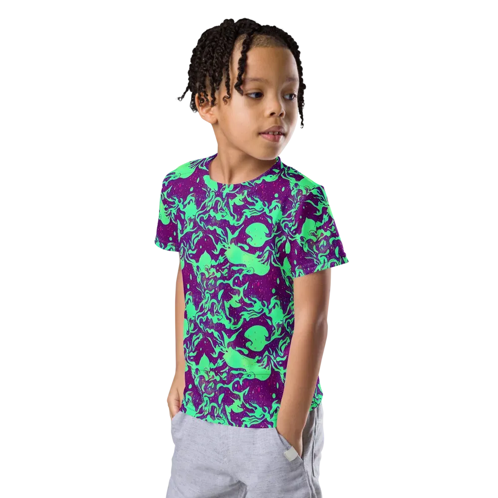 Alien Ripples on Kids Crew Neck T-Shirt — Left Front