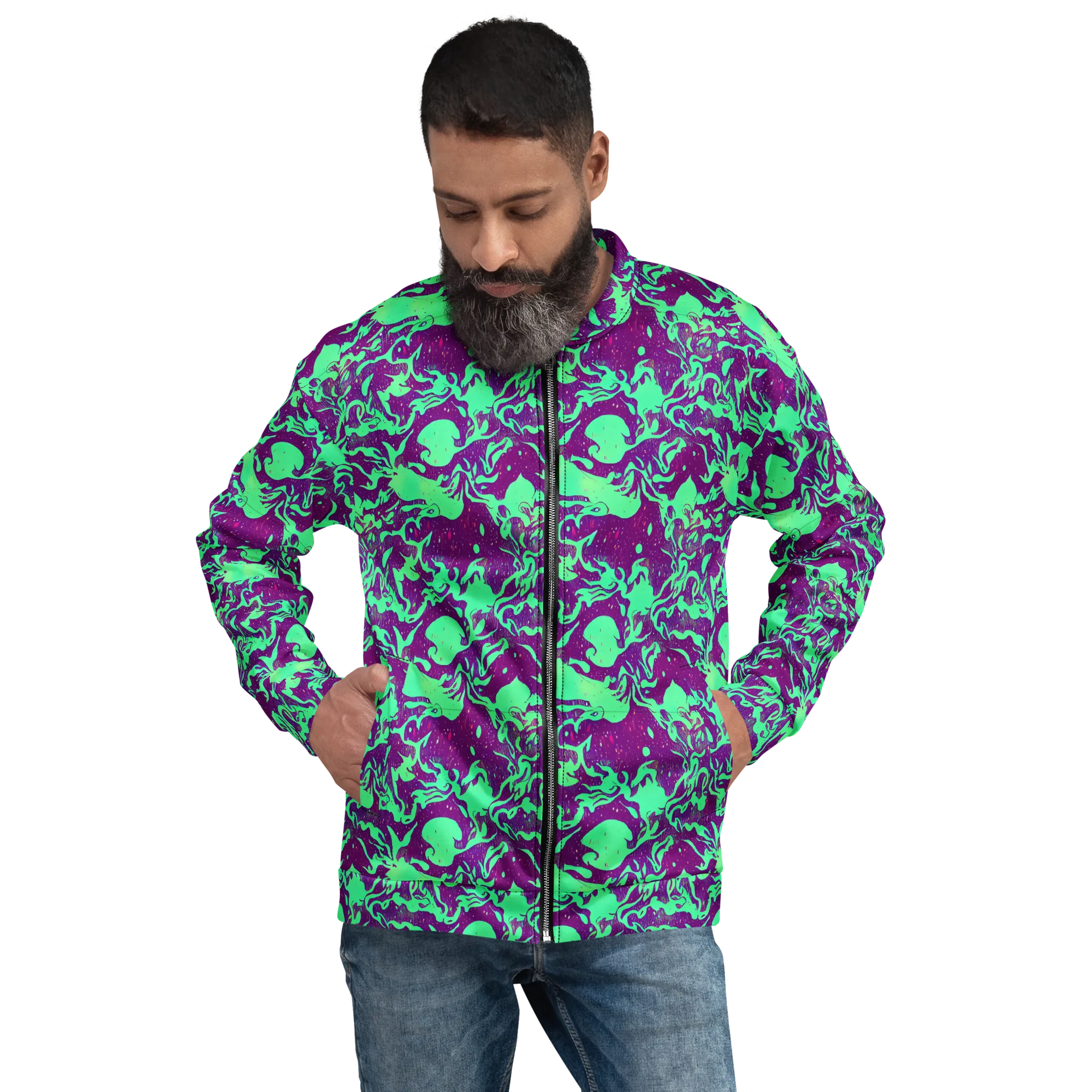 Alien Ripples on Bomber Jacket — Front