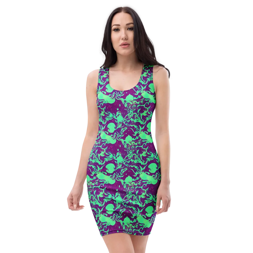 Alien Ripples on Bodycon Dress — Front