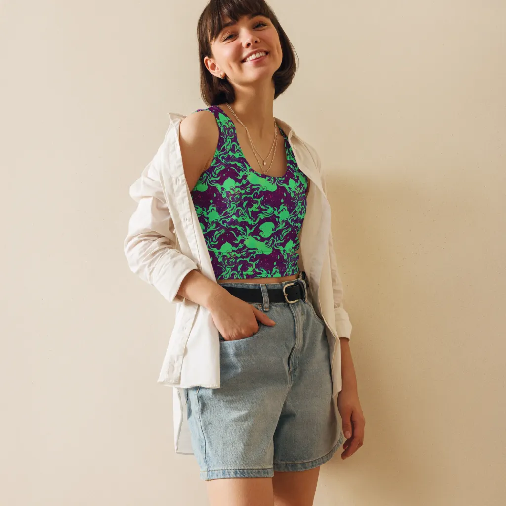 Alien Ripples on Crop Top — Front