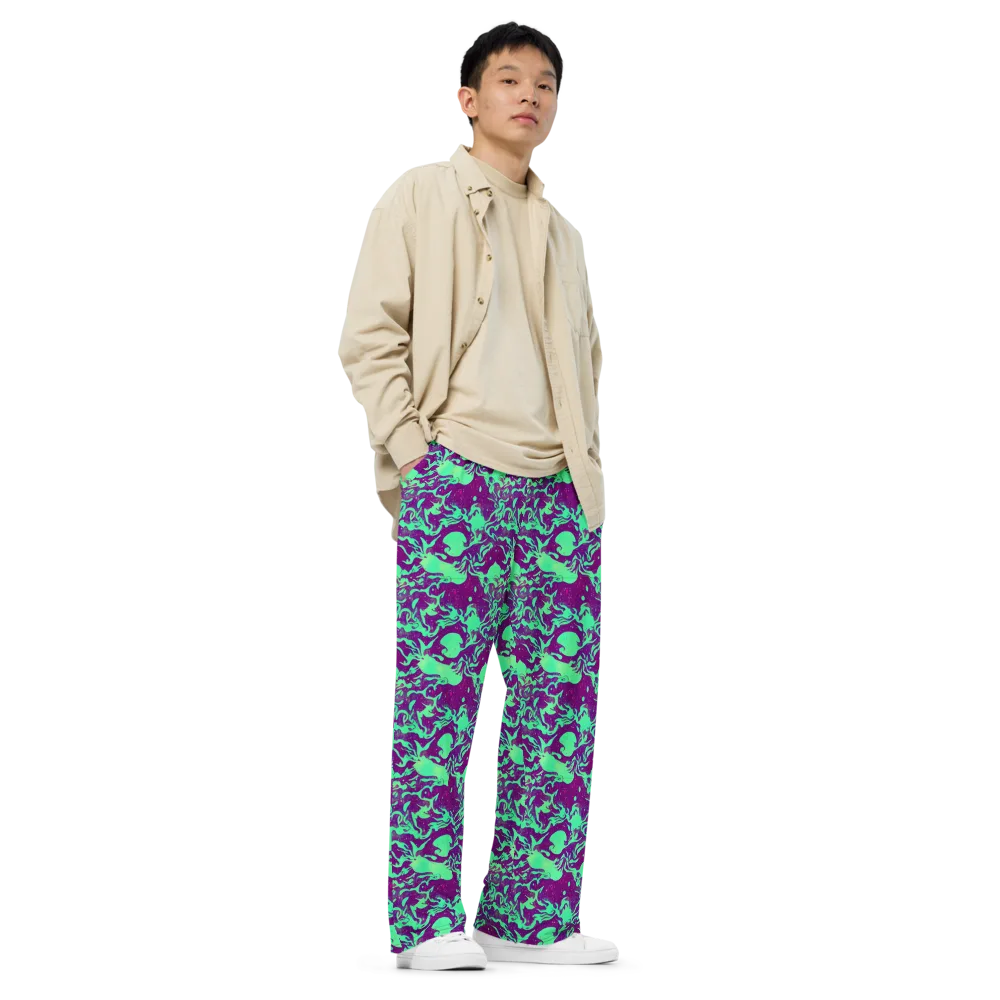 Alien Ripples on Wide-Leg Pants — Right Front