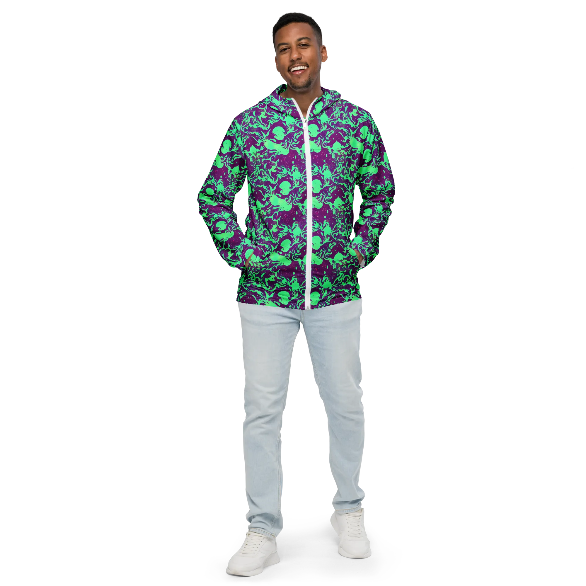 Alien Ripples on Men's Windbreaker — Front