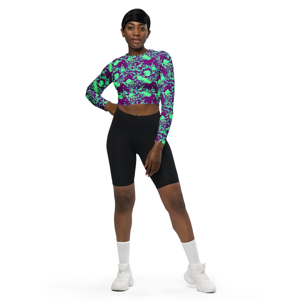 Alien Ripples on Long Sleeve Crop Top — Front