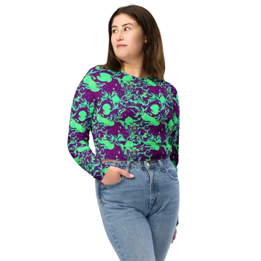 Alien Ripples on a Long Sleeve Crop Top