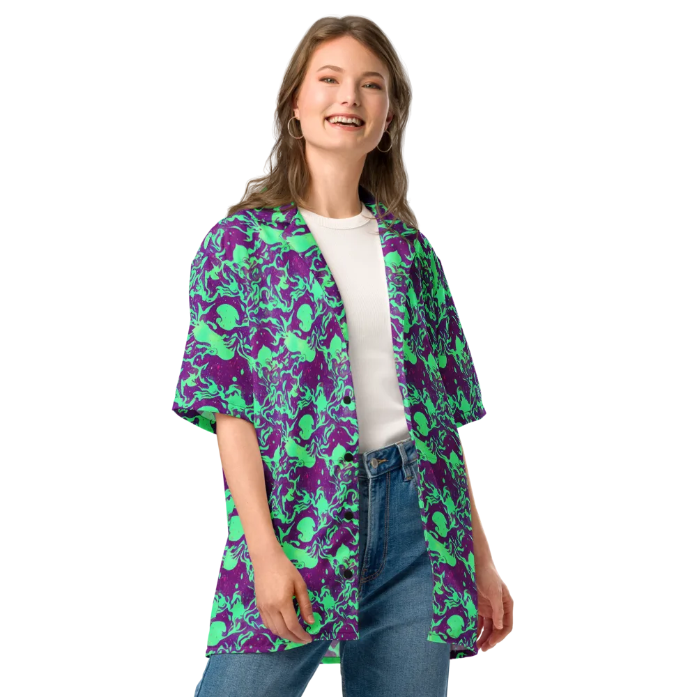 Alien Ripples on Button Shirt — Front