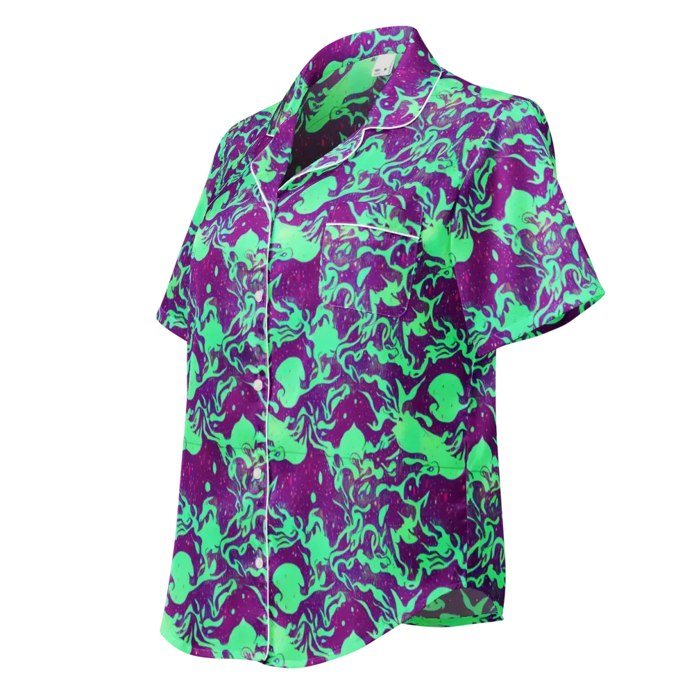 Alien Ripples on Women's Short Sleeve Pajama Top — Left Front