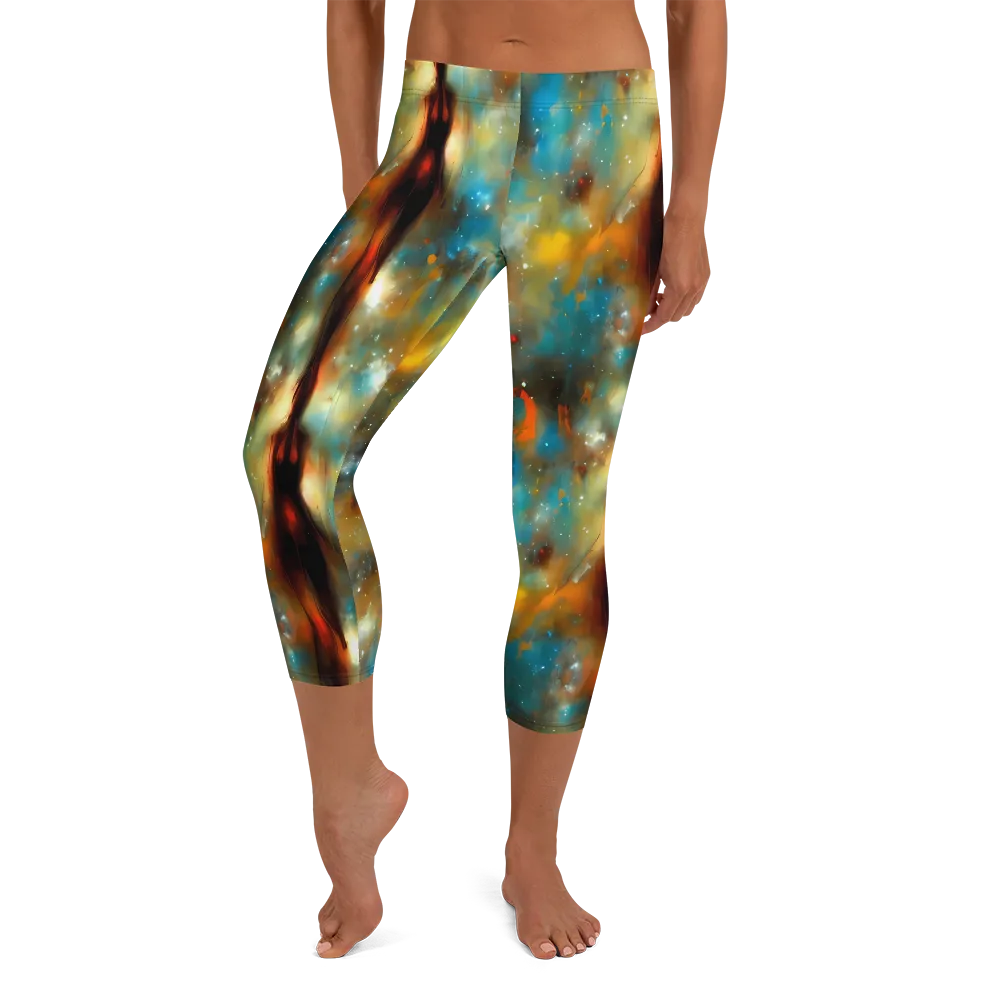 Abstract Tapestries on Capri Leggings — Front