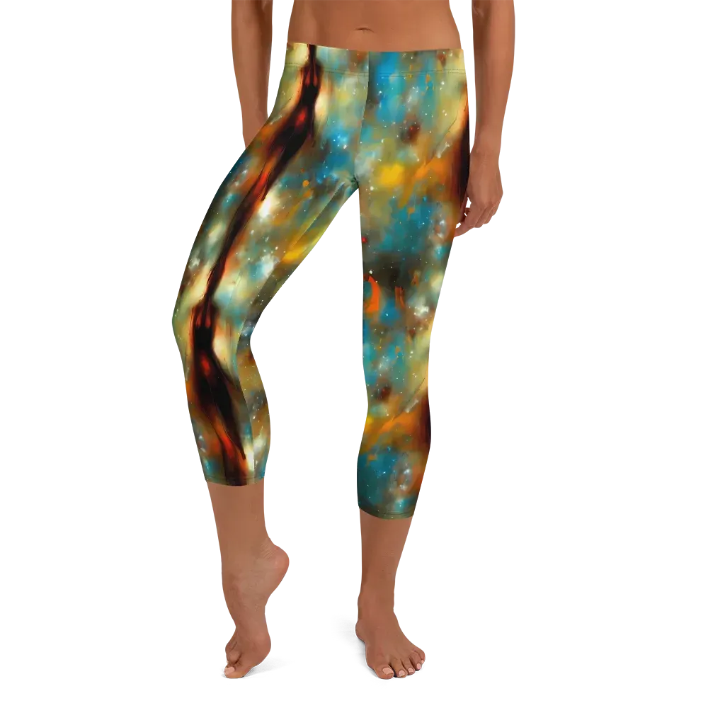 Abstract Tapestries on Capri Leggings — Front