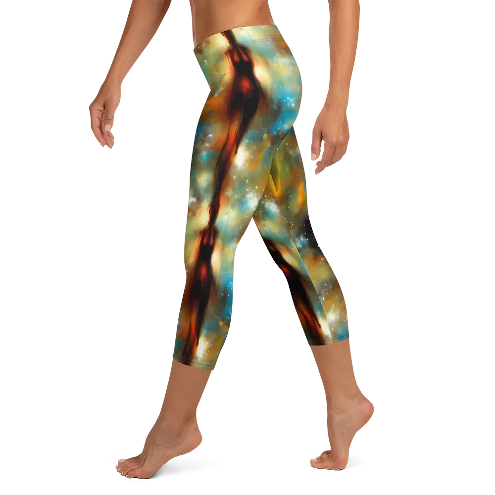 Abstract Tapestries on Capri Leggings — Left