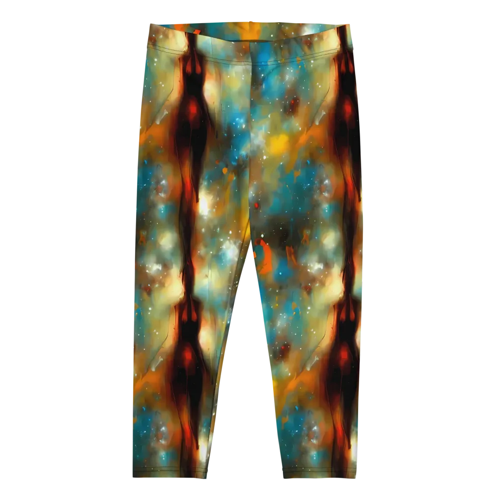 Abstract Tapestries on Capri Leggings — Front