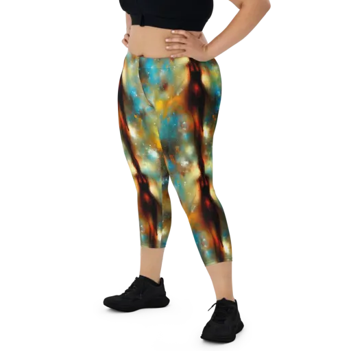 Abstract Tapestries on a Capri Leggings