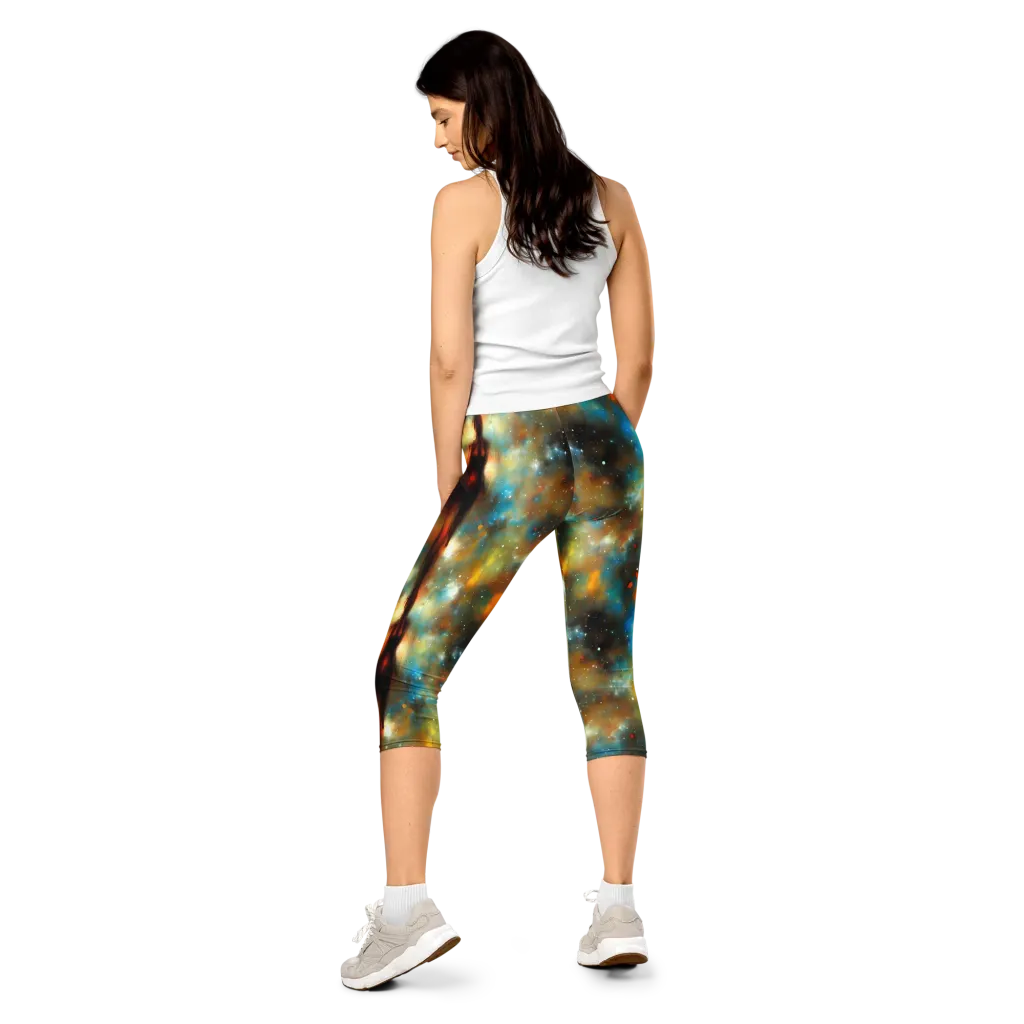 Abstract Tapestries on Capri Leggings — Back