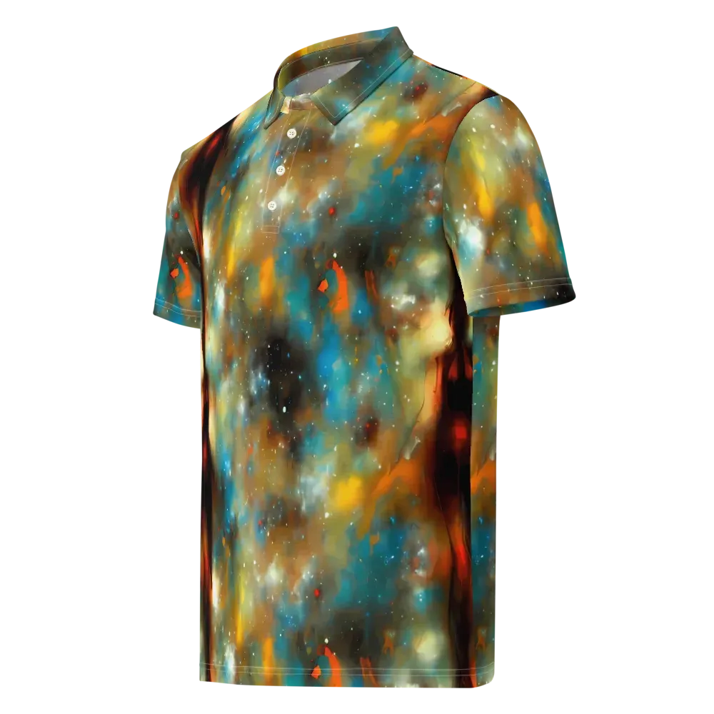 Abstract Tapestries on Men's Slim Fit Polo Shirt — Left Front
