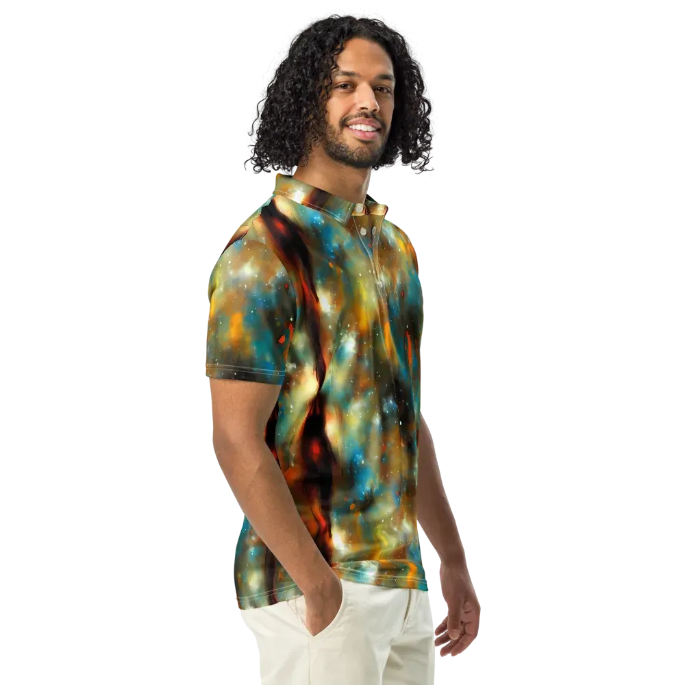 Abstract Tapestries on Men's Slim Fit Polo Shirt — Right Front