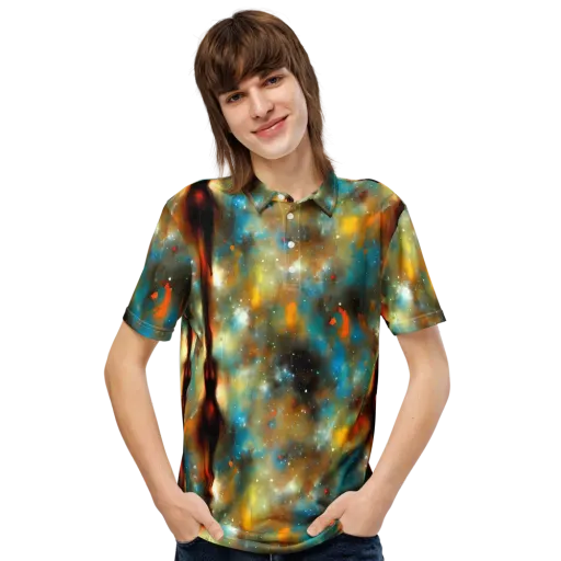 Abstract Tapestries on a Men's Slim Fit Polo Shirt
