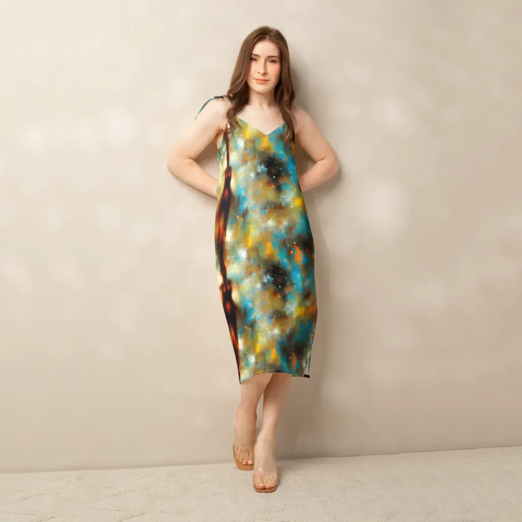 Abstract Tapestries on Slip Dress — Front