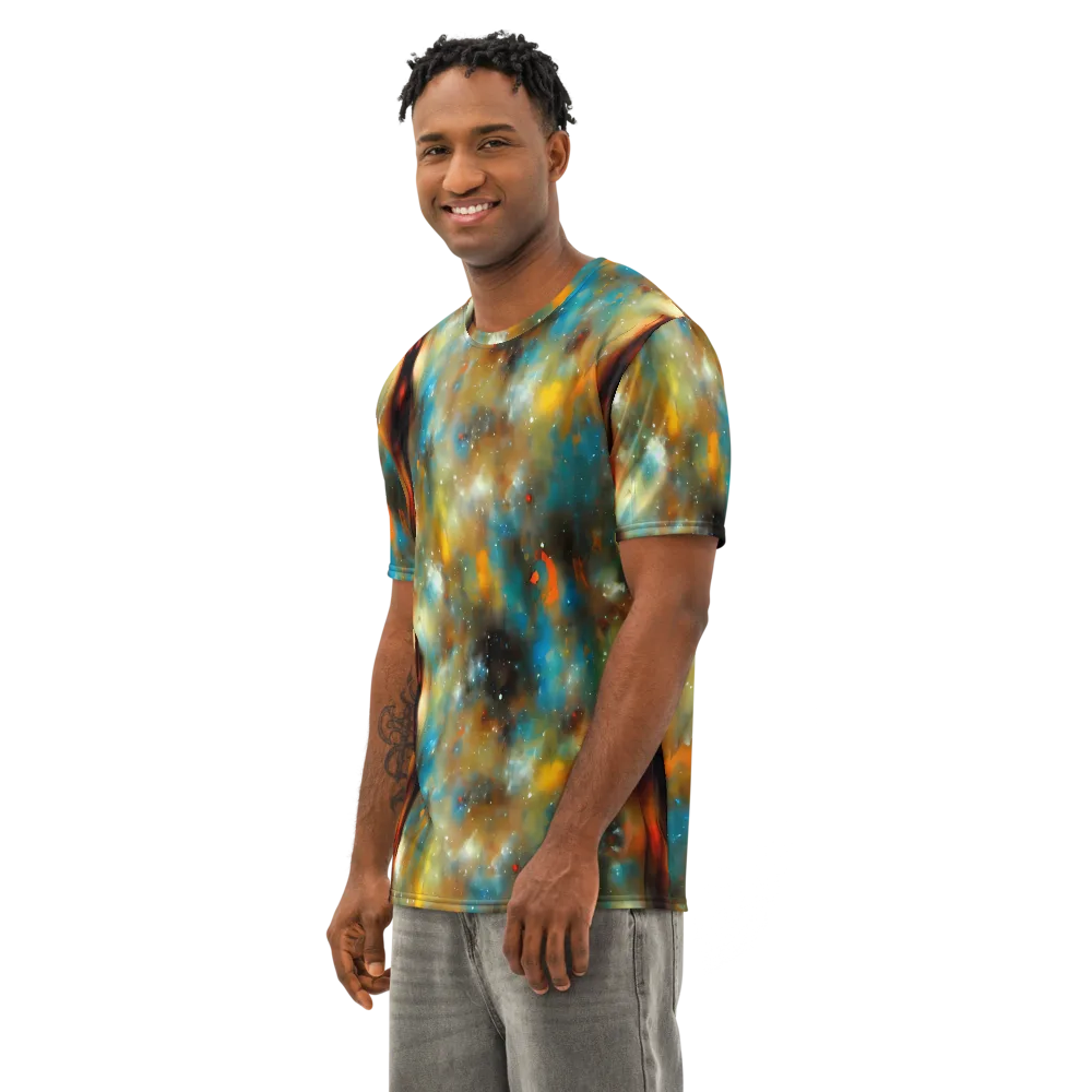 Abstract Tapestries on Men's Cotton Crew Neck T-Shirt — Left Front