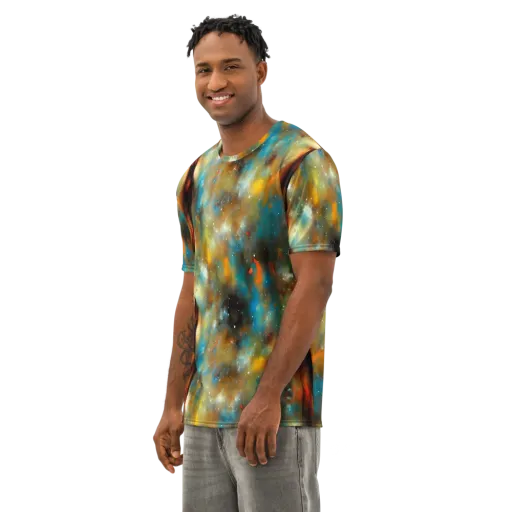 Abstract Tapestries on a Men's Cotton Crew Neck T-Shirt