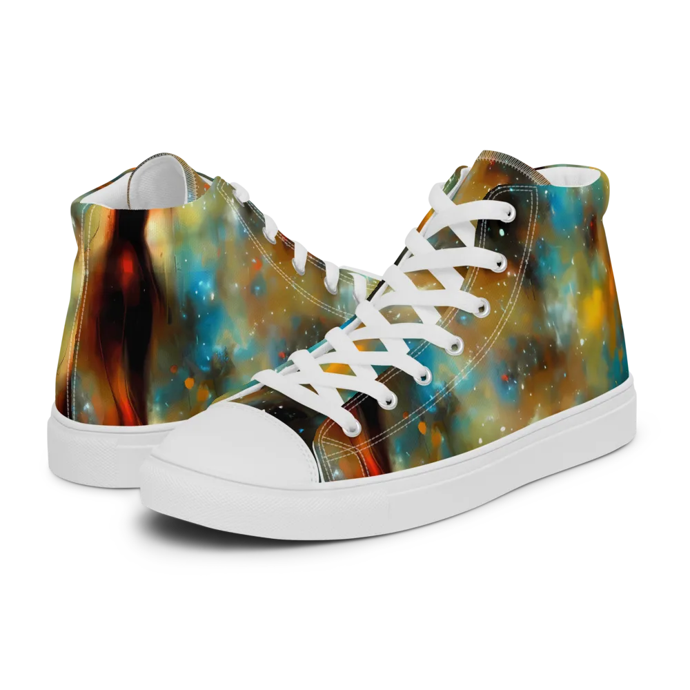 Abstract Tapestries on Men's High Top Canvas Shoes — Left