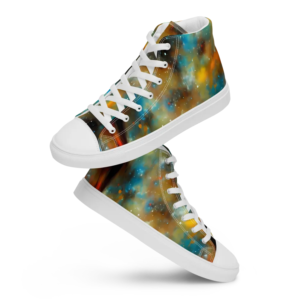 Abstract Tapestries on Men's High Top Canvas Shoes — Front
