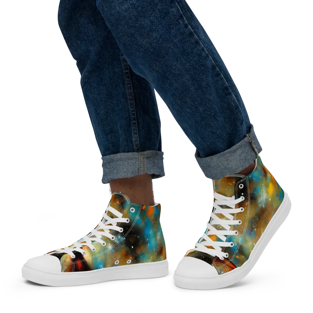 Abstract Tapestries on Men's High Top Canvas Shoes — Left