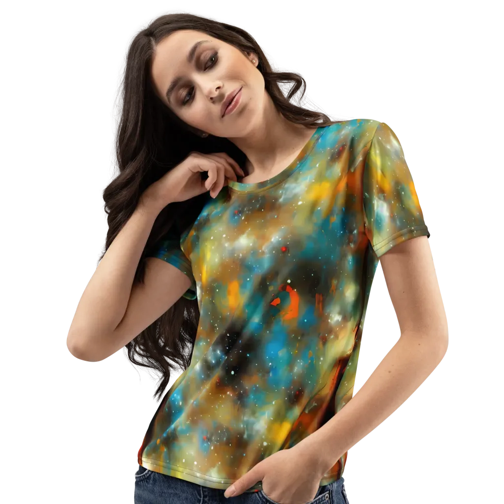 Abstract Tapestries on Women's Crew Neck T-Shirt — Left Front