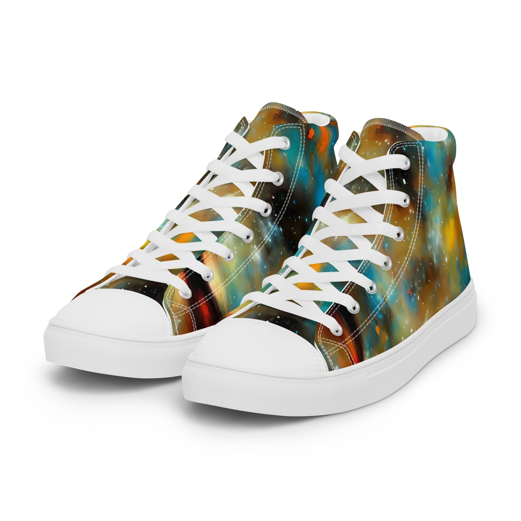 Abstract Tapestries on Women's High Top Canvas Shoes — Left Front