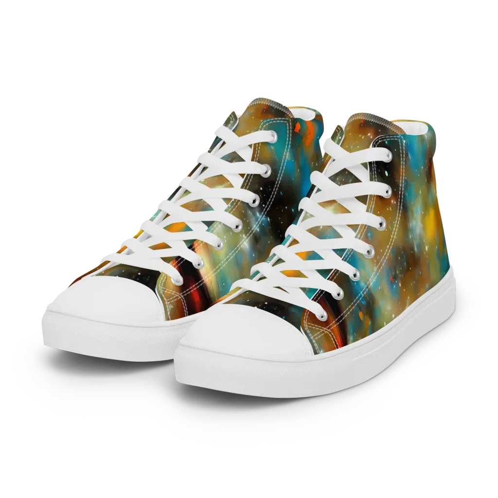 Abstract Tapestries on Women's High Top Canvas Shoes — Left Front