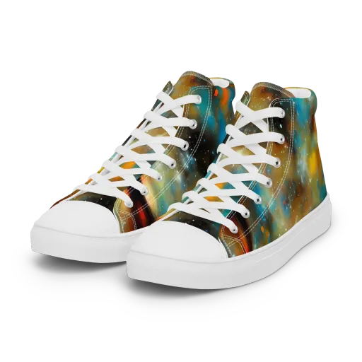 Abstract Tapestries on a Women's High Top Canvas Shoes