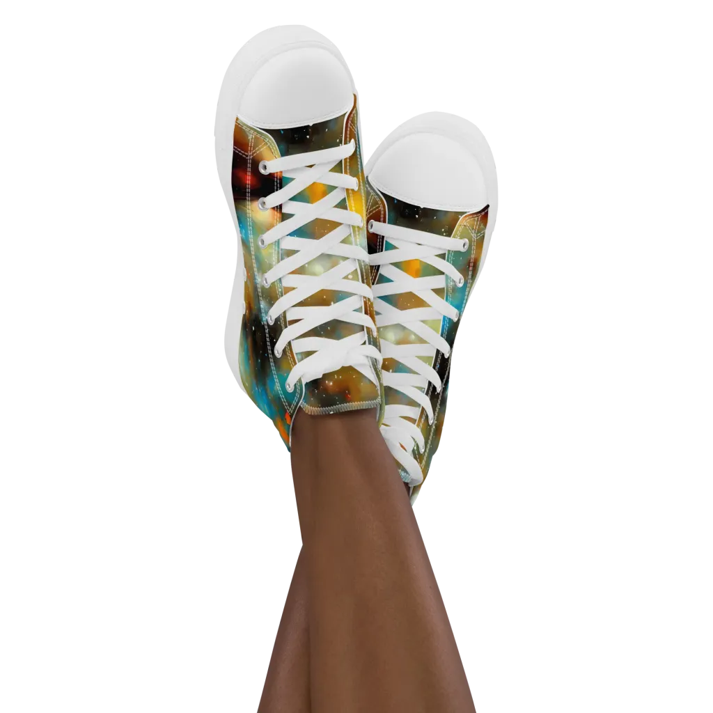 Abstract Tapestries on Women's High Top Canvas Shoes — Front