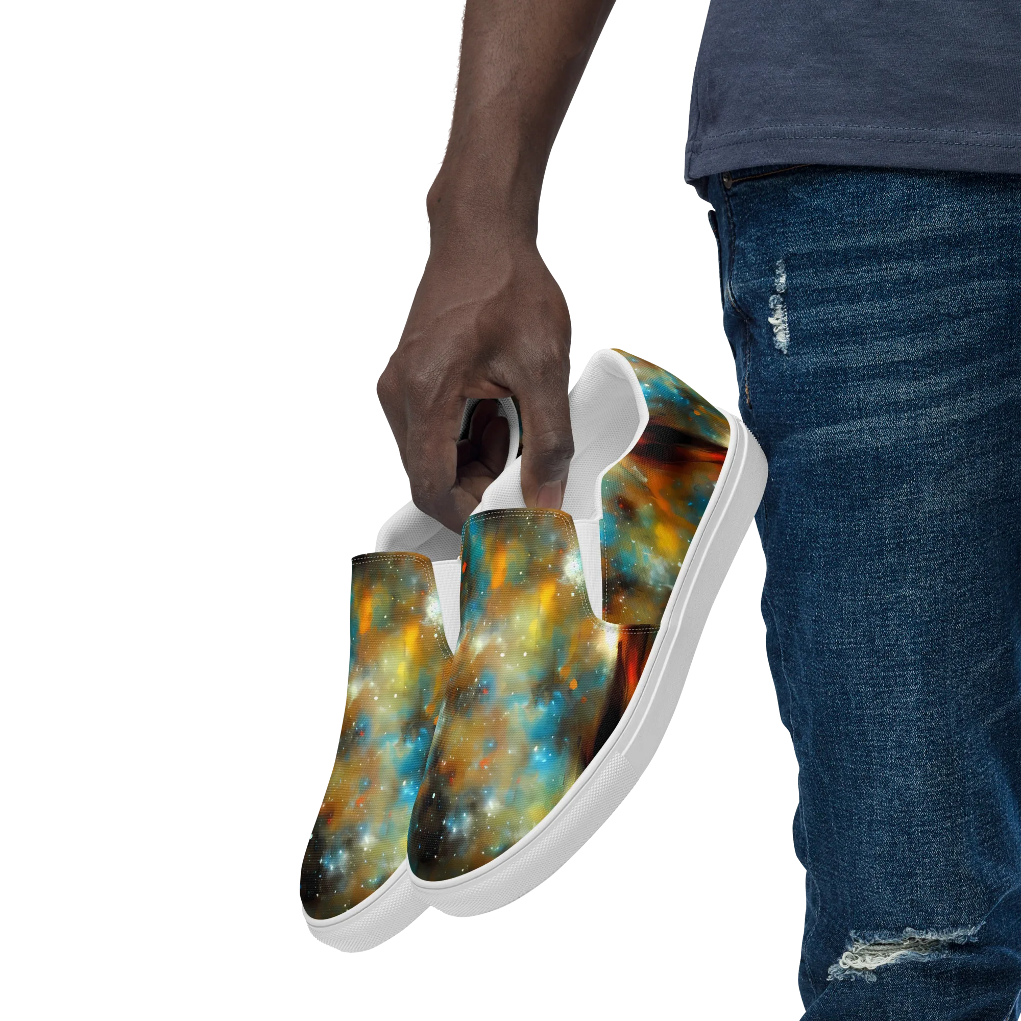 Abstract Tapestries on Men's Slip-On Canvas Shoes — Left Front