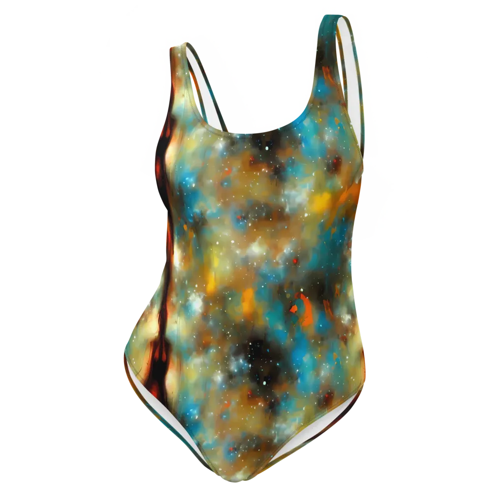 Abstract Tapestries on One-Piece Swimsuit — Front