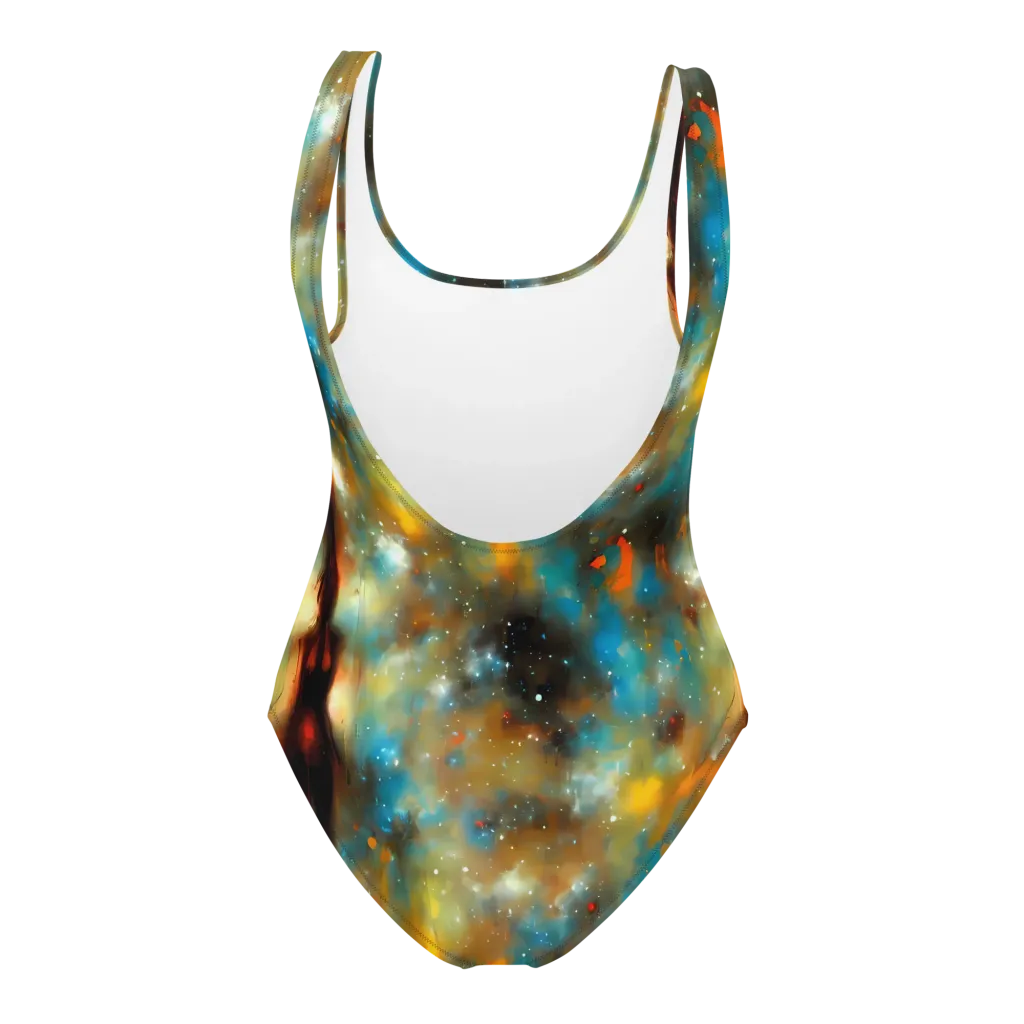 Abstract Tapestries on One-Piece Swimsuit — Back