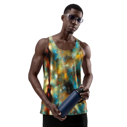 Abstract Tapestries on a Men's Tank Top