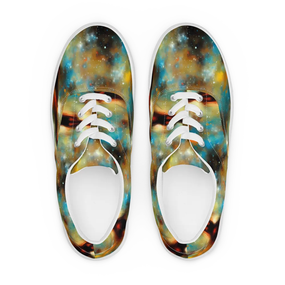 Abstract Tapestries on Men's Lace-Up Canvas Shoes — Front