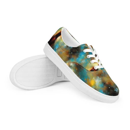 Abstract Tapestries on a Men's Lace-Up Canvas Shoes