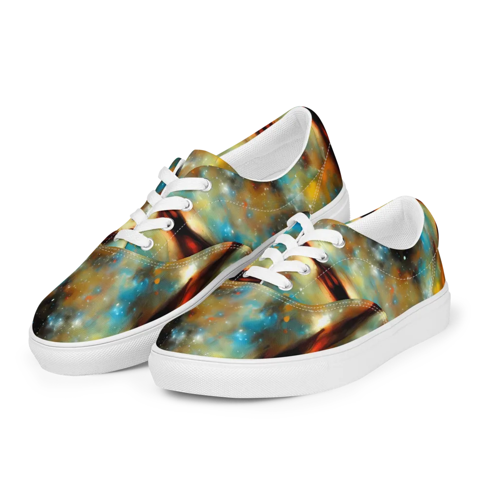 Abstract Tapestries on Men's Lace-Up Canvas Shoes — Left Front