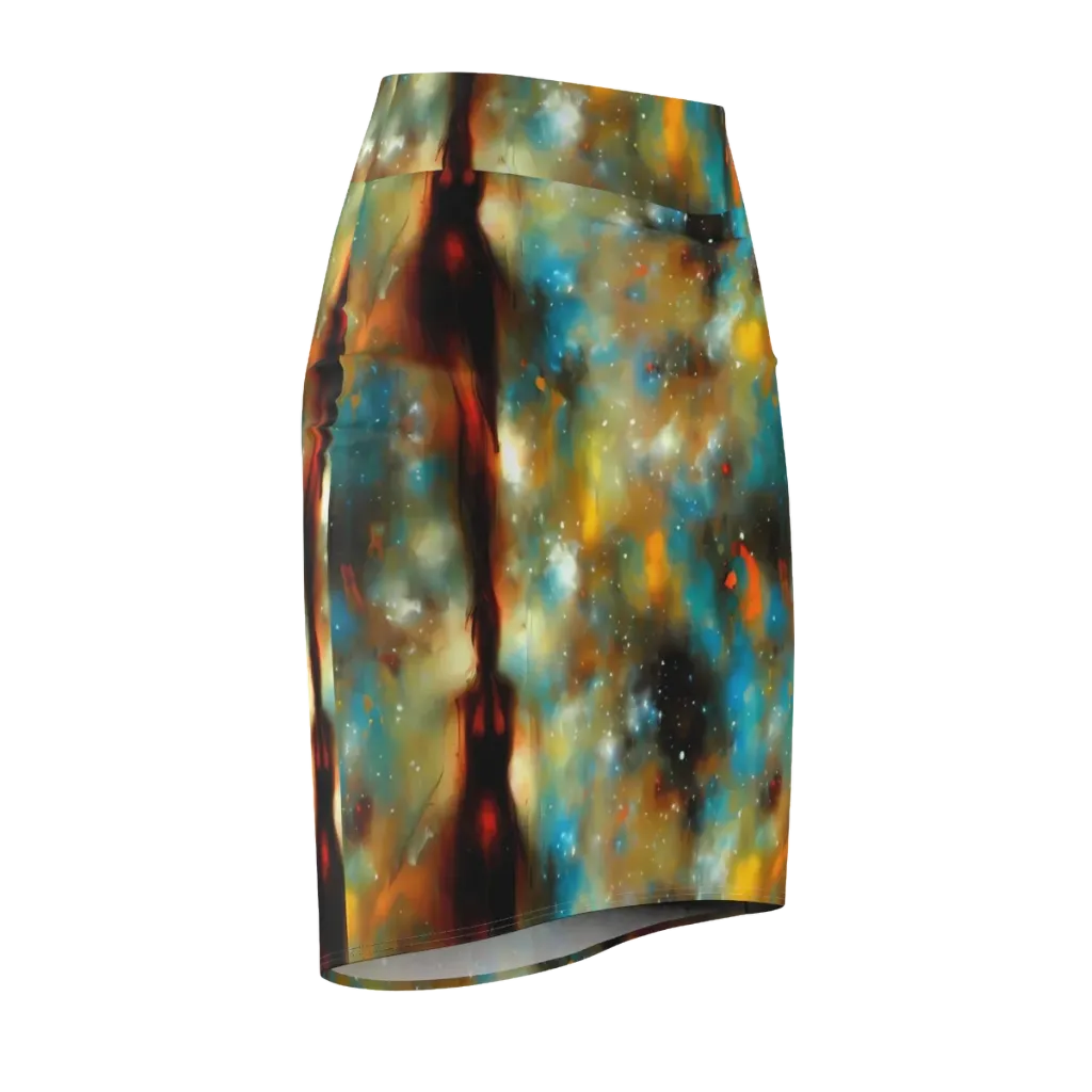 Abstract Tapestries on Pencil Skirt — Front Side