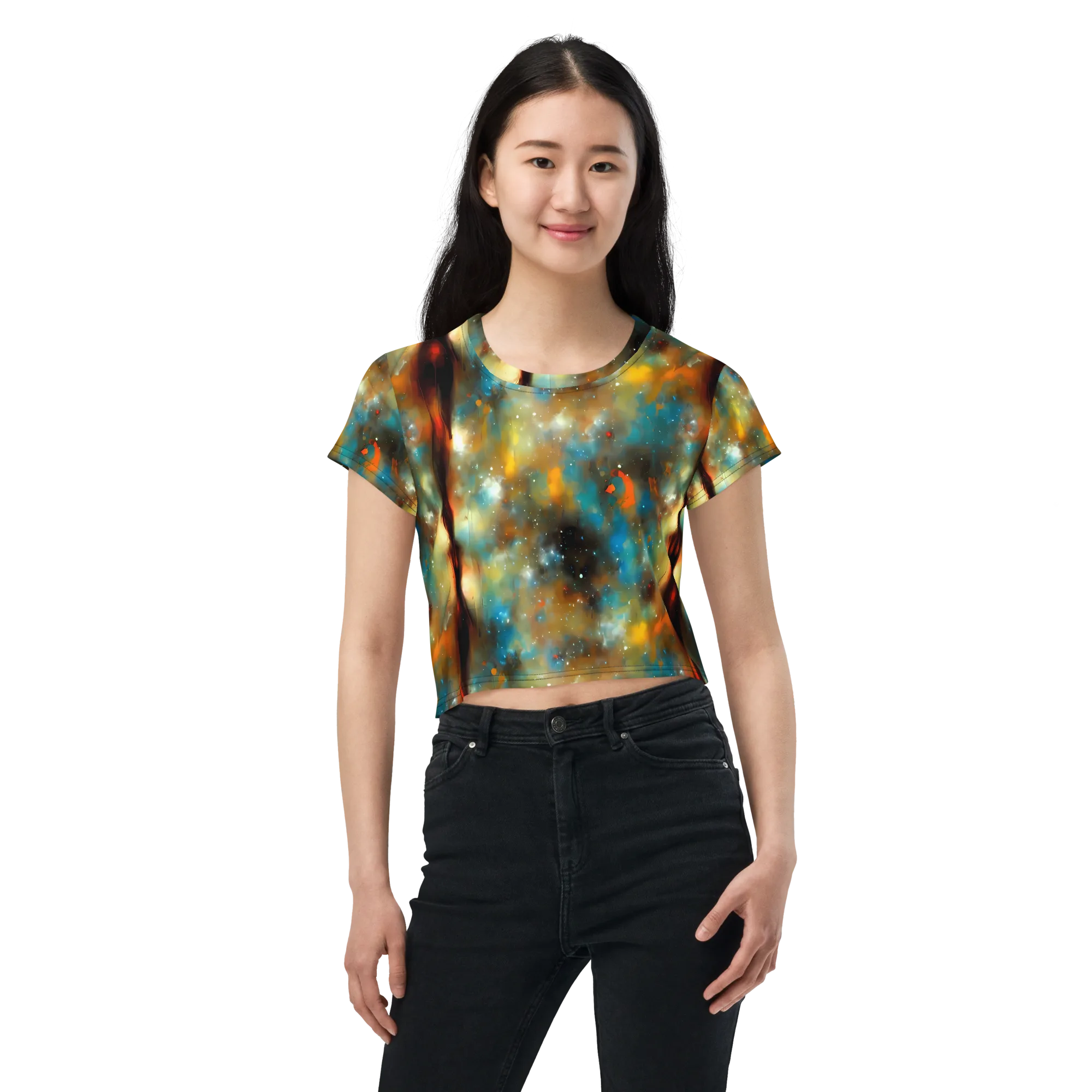 Abstract Tapestries on Crop Tee — Front