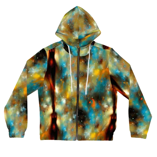 Abstract Tapestries on a Women's Full-Zip Hoodie