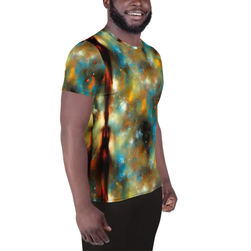 Abstract Tapestries on a Men's Athletic T-Shirt