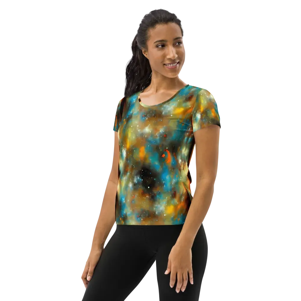 Abstract Tapestries on Women's Athletic T-Shirt — Left
