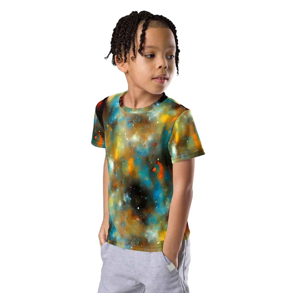 Abstract Tapestries on Kids Crew Neck T-Shirt — Left Front