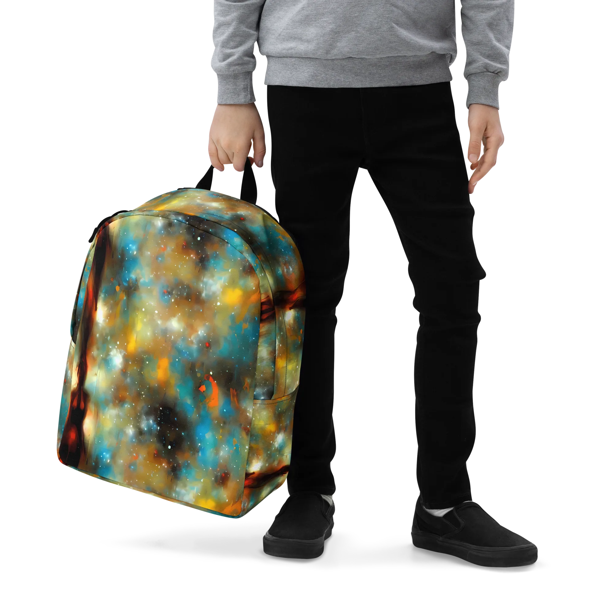 Abstract Tapestries on Minimalist Backpack — Zoomed-in