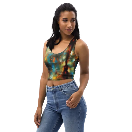 Abstract Tapestries on a Crop Top