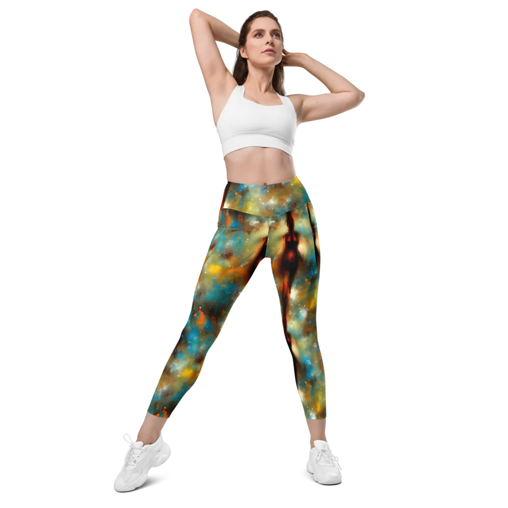 Abstract Tapestries on Leggings with Pockets — Front