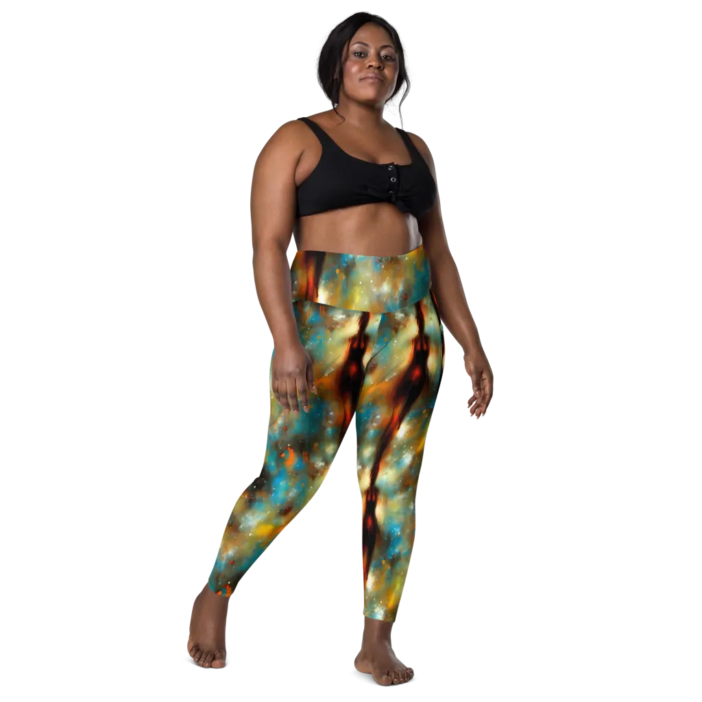 Abstract Tapestries on Leggings with Pockets — Front